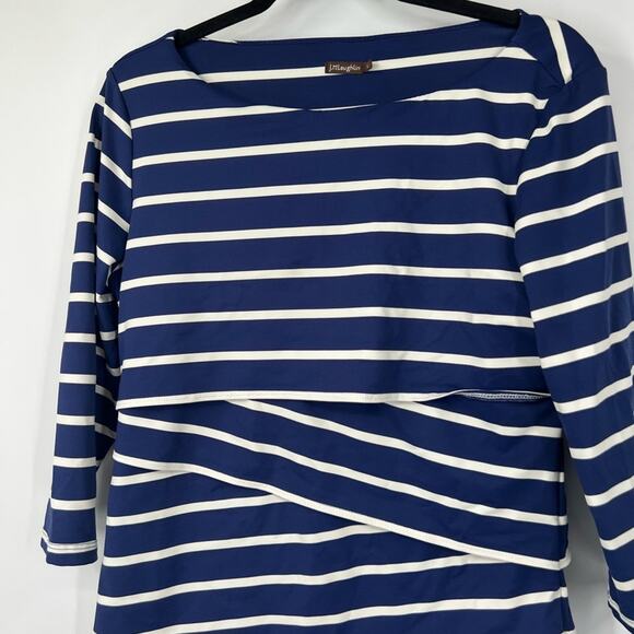 J. McLaughlin Catalina Cloth Navy White Striped Layered Dress - Picture 3 of 7